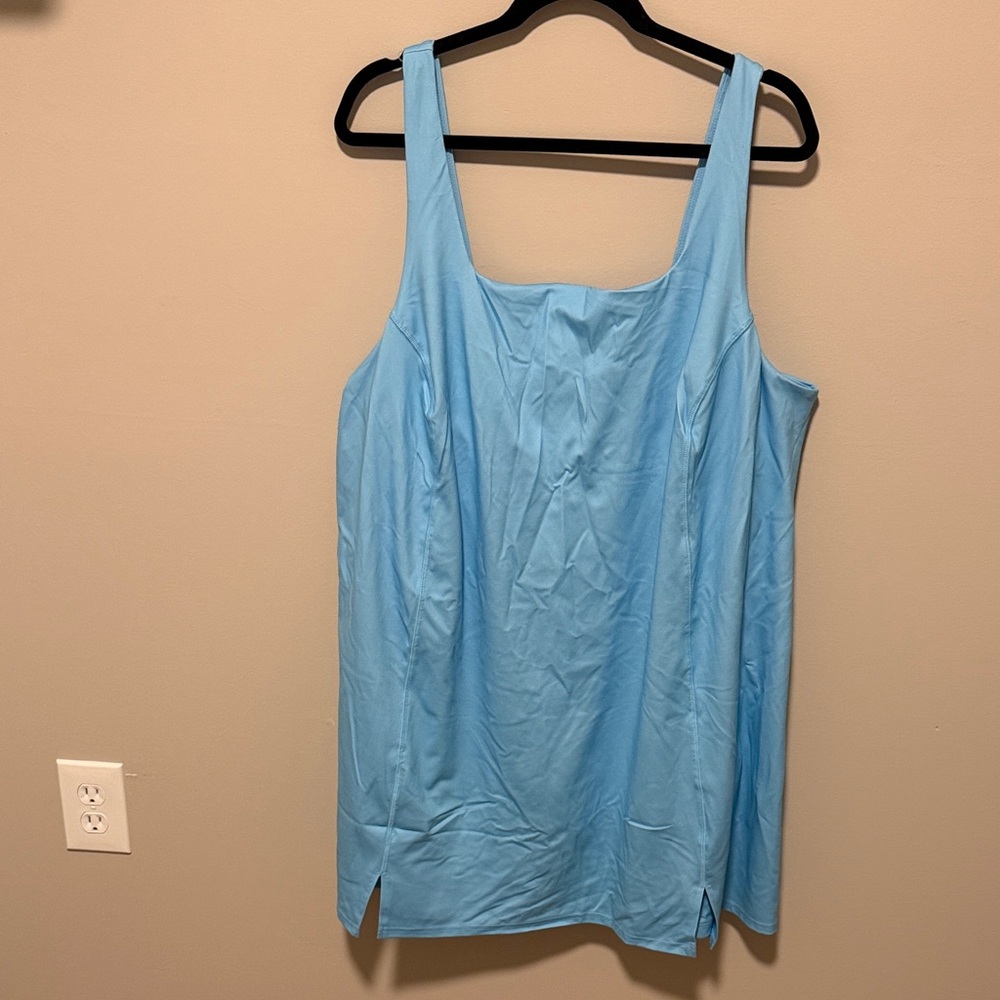 all in motion Light Blue Square-Neck Tank Tennis Dress